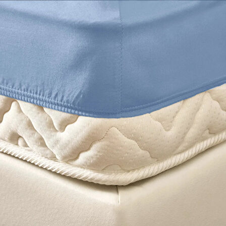 Soft Basic Çift Kişilik Lastikli Çarşaf - Mavi - 160x200 cm