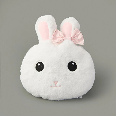 Dreamy Mutlu Tavşan Figürlü Yastık - Beyaz - 35x45 cm