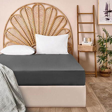 Soft Basic Tek Kişilik Lastikli Çarşaf - Antrasit - 100x200 cm