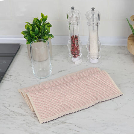Soft Waffle Mutfak Havlusu - Pembe - 30x50 cm