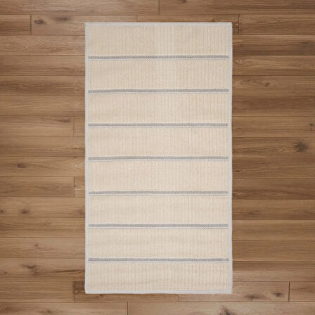 Soft Garis Dekoratif Halı - Ekru - 80x150 cm