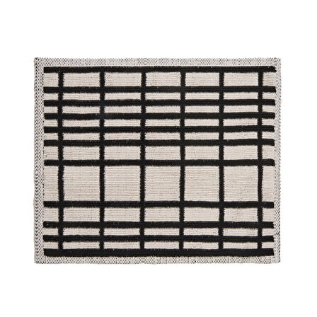 Soft Roger 2'li Banyo Paspası - Ekru / Siyah - 60x100 cm + 50x60 cm