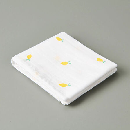 Soft Müslin Limon Desenli Kurulama Bezi - Beyaz - 40x60 cm