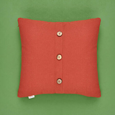 Soft Colorful Düğme Detaylı Kırlent - Kiremit - 40x40 cm