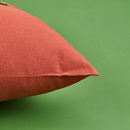 Soft Colorful Düğme Detaylı Kırlent - Kiremit - 40x40 cm