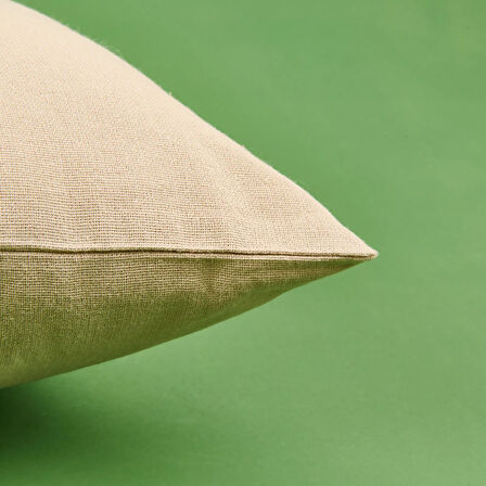 Soft Boho Düğme Detaylı Kırlent - Bej - 40x40 cm