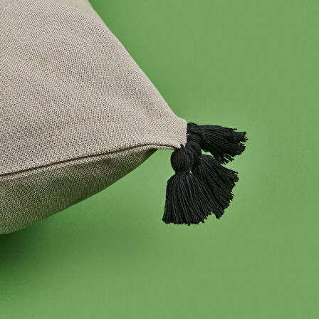 Soft Anthracite Püskül Detaylı Kırlent - Gri / Siyah - 40x40 cm