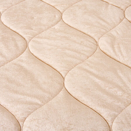 43182 Çift Kişilik Kadife Yorgan - Bej - 195x215 cm