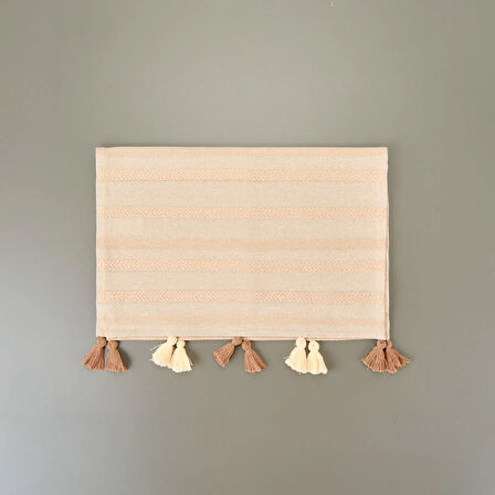 Soft Siena Püsküllü Runner - Bej - 50x130 cm