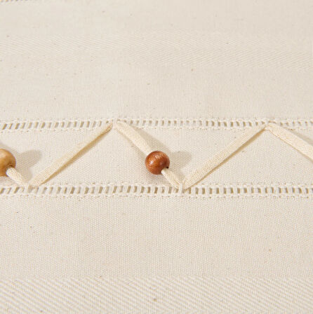 Soft Boncuklu Kırlent - Ekru - 40x40 cm