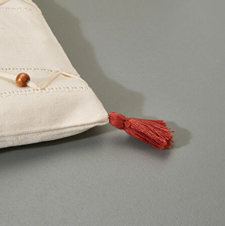 Soft Boncuklu Kırlent - Ekru - 40x40 cm