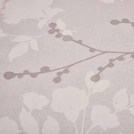 Soft Dertsiz Yaprak Desenli Pvc Masa Örtüsü - Gri - 140x200 cm