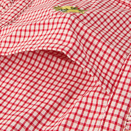 Soft Nakışlı Çanta - Kırmızı / Ekru - 35x40 cm