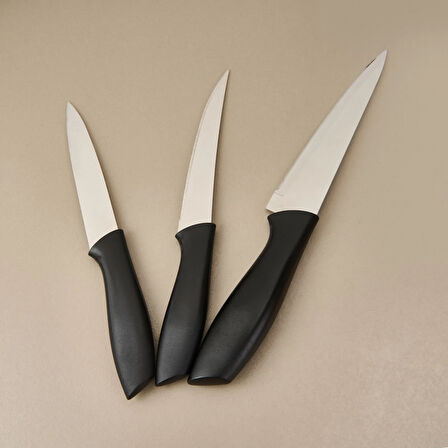 Kitchen Vakumlu 3'lü Çok Amaçlı Bıçak Seti - Siyah