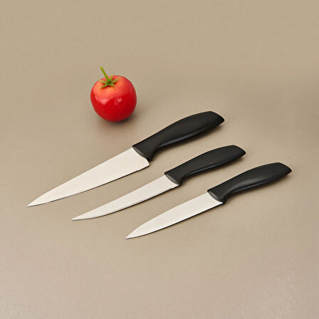 Kitchen Vakumlu 3'lü Çok Amaçlı Bıçak Seti - Siyah
