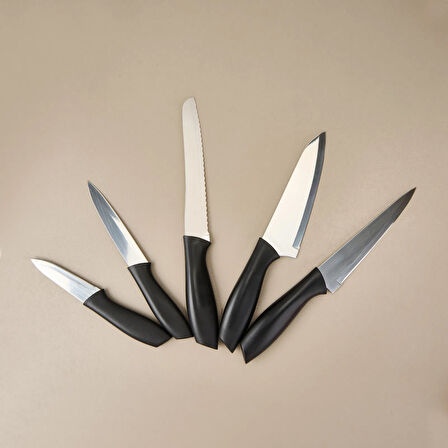 Kitchen Vakumlu 5'li Bıçak Seti - Siyah