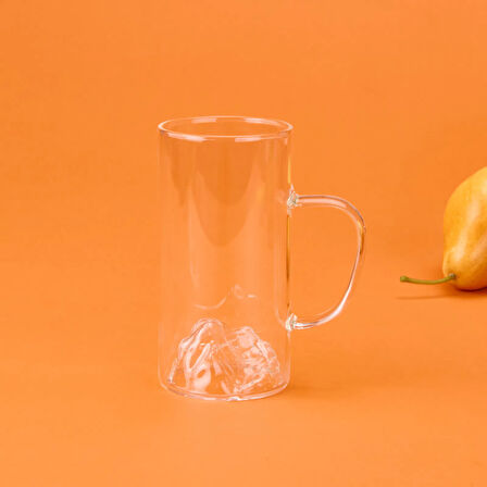 Star Borosilikat Dağlı Kulplu Bardak - Şeffaf - 300 ml