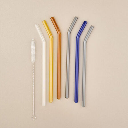 Straw Color 6'lı Cam Pipet Fırça Seti - Renkli