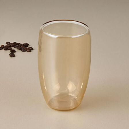 Çift Cidarlı Latte Bardağı - Amber - 450 ml