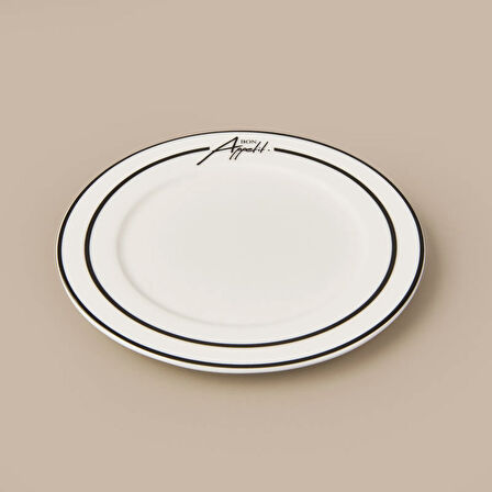 Kitchen Elegant Curves Porselen Pasta Tabağı - Siyah / Beyaz - 20 cm