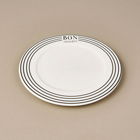 Kitchen Elegant Curves Porselen Pasta Tabağı - Siyah / Beyaz - 20 cm