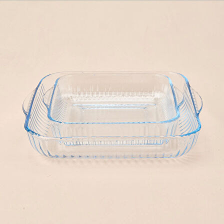 Twin 2'li Kare Cam Fırın Kabı - Şeffaf