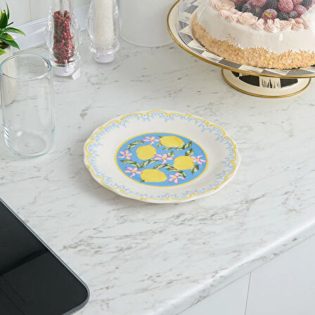 Kitchen Limecello Porselen Pasta Tabağı - Renkli - 20 cm