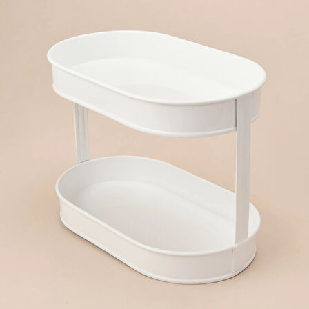 Bath 2 Katlı Oval Organizer - Beyaz - 32,5x19 cm