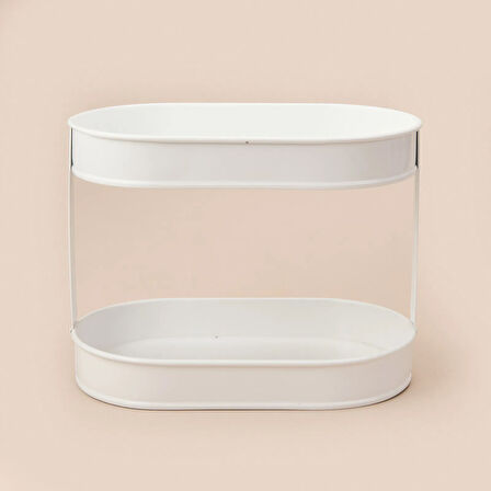 Bath 2 Katlı Oval Organizer - Beyaz - 32,5x19 cm