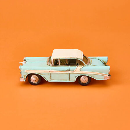 Home Dekoratif Metal Araba - Mavi - 17 cm