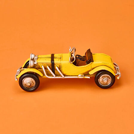Home Dekoratif Metal Araba - Sarı - 16 cm