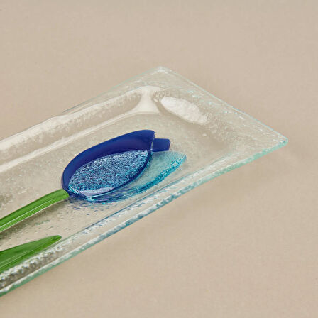 Deco Lale Cam Tabak - Mavi - 28x8 cm