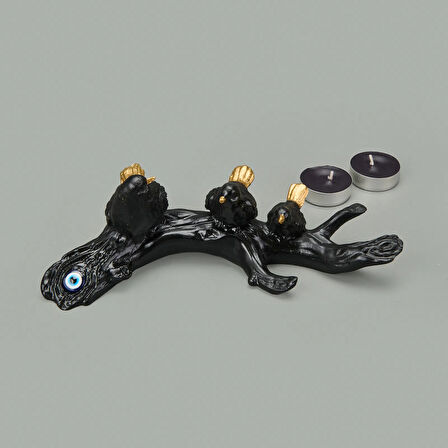 Deco Birds Dekor - Siyah / Gold - 8x24 cm