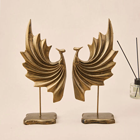 Deco Dragon 2'li Dekor - Gold - 32 cm