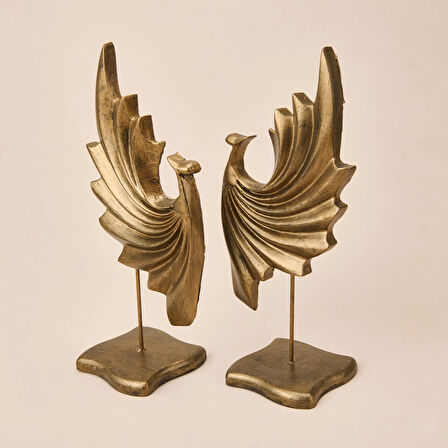 Deco Dragon 2'li Dekor - Gold - 32 cm