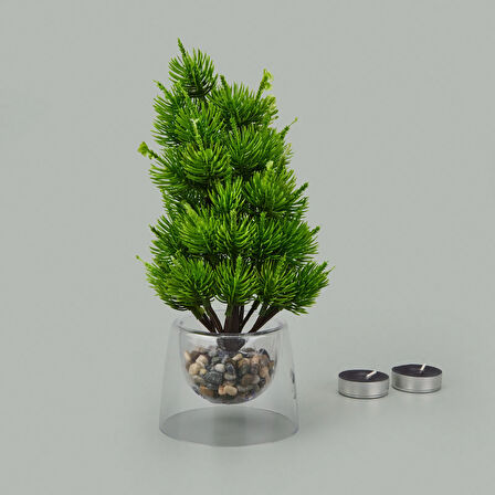 Dekor Yapay Çam Ağacı - Asorti - 26x15 cm