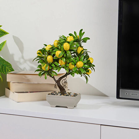 Dekor Yapay Limon Ağacı - Sarı - 24x18 cm