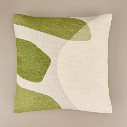 Soft Zarmine Kırlent - Ekru / Yeşil - 40x40 cm