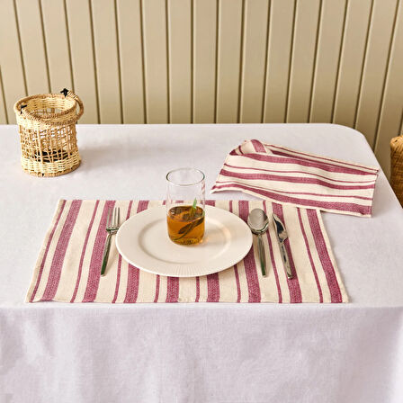 Soft Alno 2'li Amerikan Servis - Ekru / Mürdüm - 30x50 cm