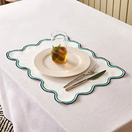 Soft Nonna Amerikan Servis - Yeşil / Mavi - 30x50 cm