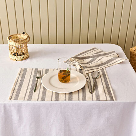 Soft Alno 2'li Amerikan Servis - Ekru / Antrasit - 30x50 cm