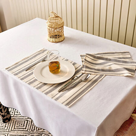 Soft Alno 2'li Amerikan Servis - Ekru / Antrasit - 30x50 cm