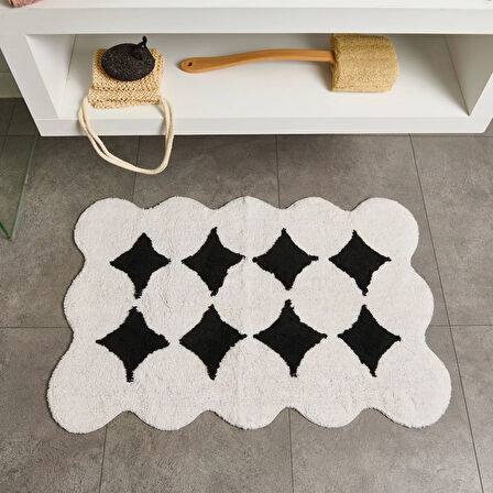 Soft Elegant Curves Tufting Banyo Paspası - Siyah - 60x90 cm