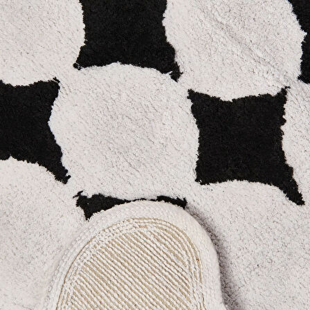 Soft Elegant Curves Tufting Banyo Paspası - Siyah - 60x90 cm