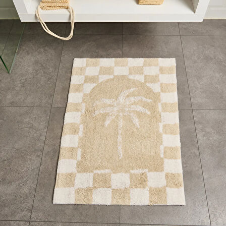 Soft Palm Tufting Banyo Paspası - Bej - 60x90 cm