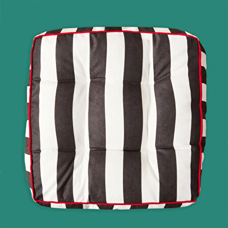 Soft Sonne Yer Minderi - Siyah / Beyaz - 50x50x14 cm