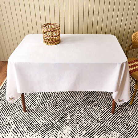 Soft Fancy Granny Masa Örtüsü - Beyaz - 140x200 cm