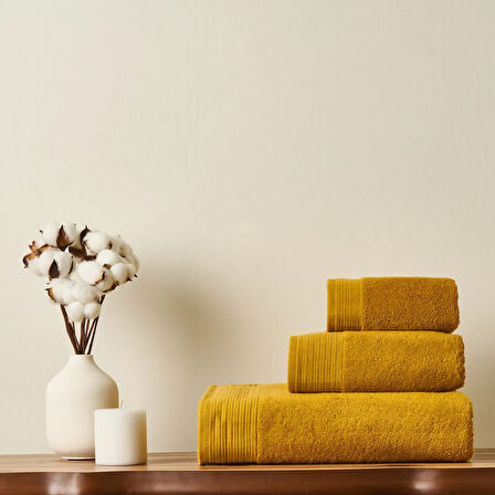 Soft Premium Yüz Havlusu - Hardal - 50x90 cm