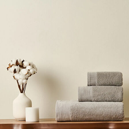 Soft Premium Yüz Havlusu - Gri - 50x90 cm
