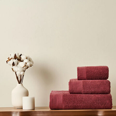 Soft Premium Yüz Havlusu - Bordo - 50x90 cm